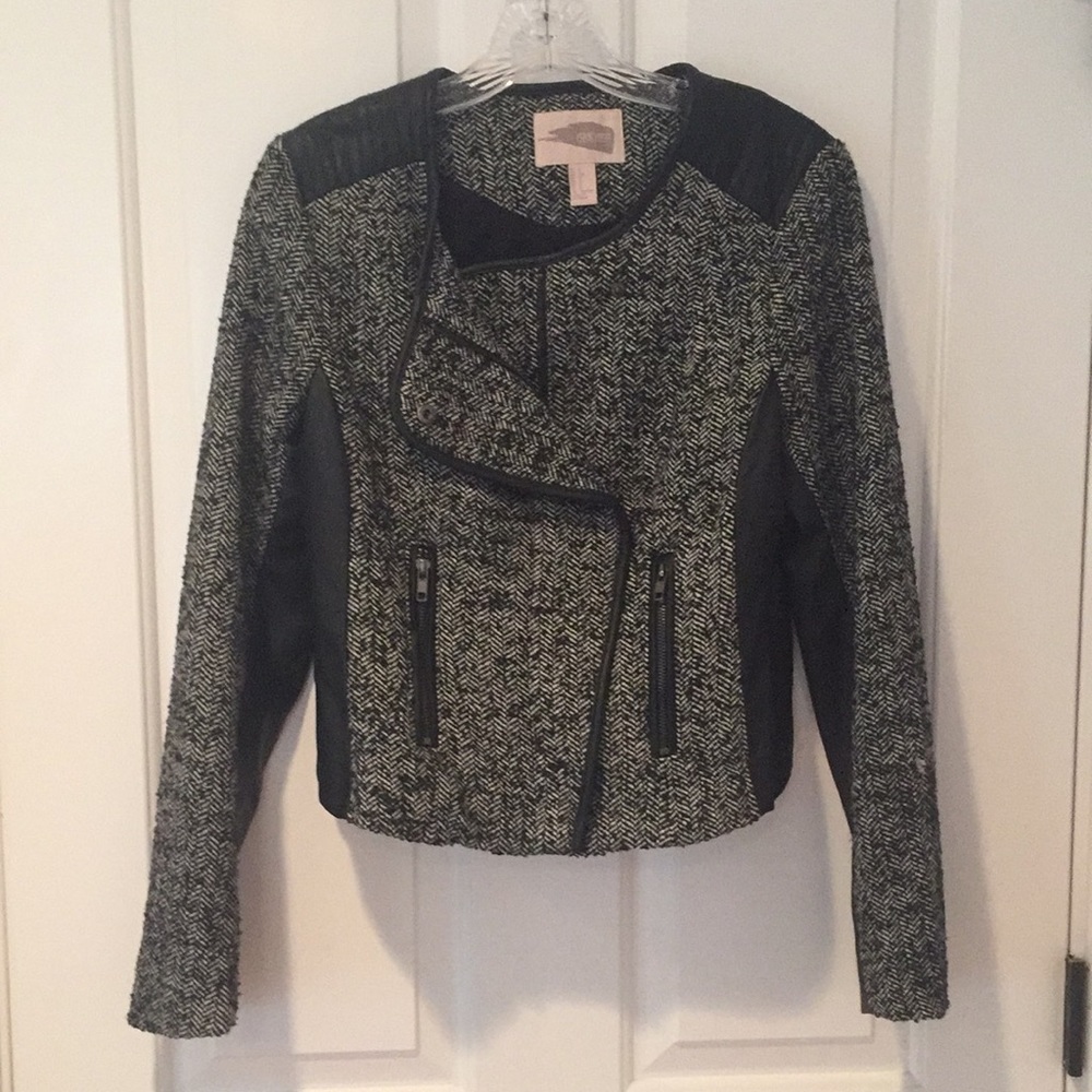 Moto jacket -Tweed and Faux leather
